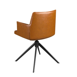 Cognac brown leather swivel chair