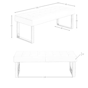 White bench in ecological leather
