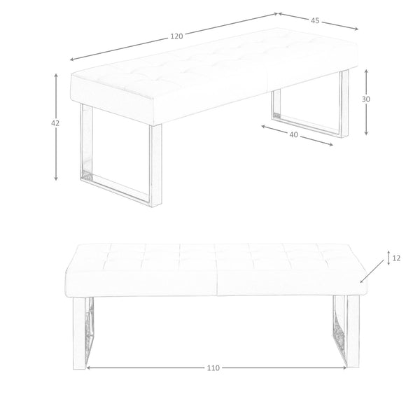 White bench in ecological leather