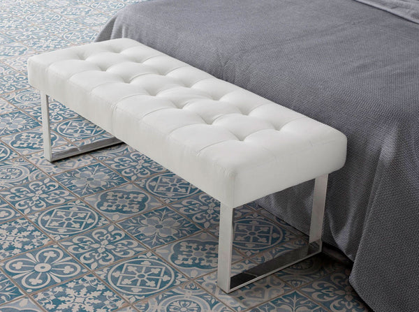 White bench in ecological leather