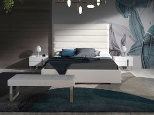 White bench in ecological leather