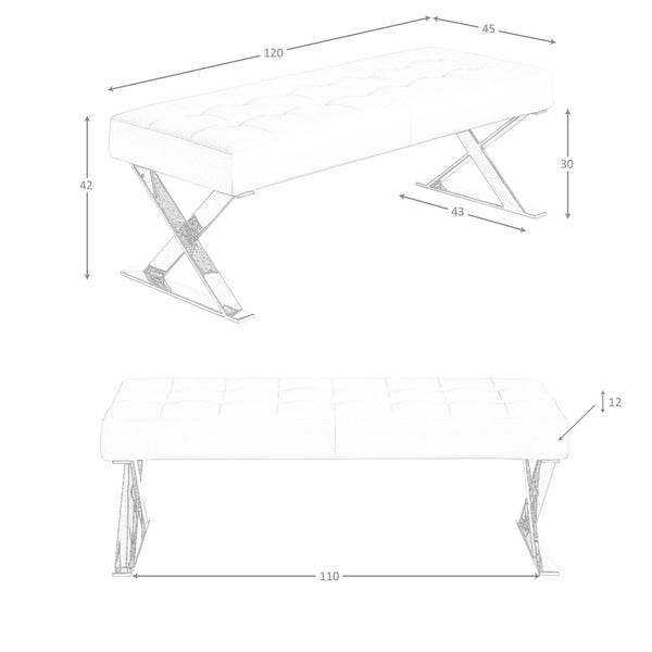 White bench in ecological leather