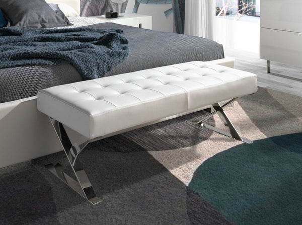 White bench in ecological leather