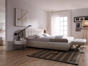 White bench in ecological leather