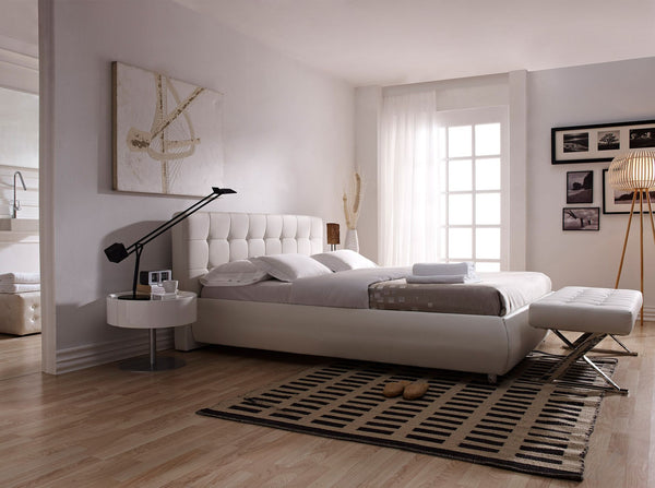 White bench in ecological leather