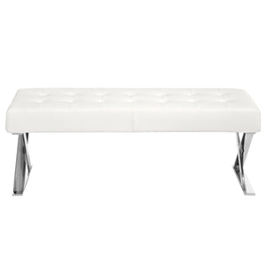 White bench in ecological leather