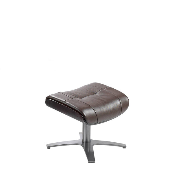Chocolate brown leather ottoman L52