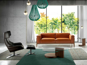 Chocolate brown leather ottoman