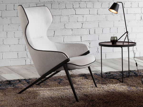 Gray fabric armchair