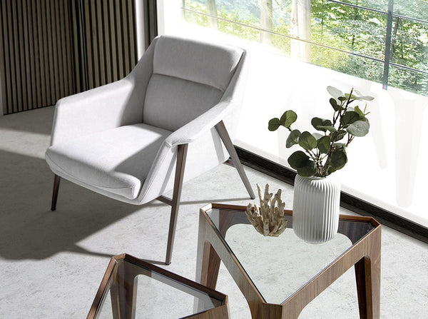 White fabric armchair