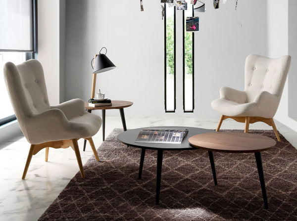Beige fabric armchair