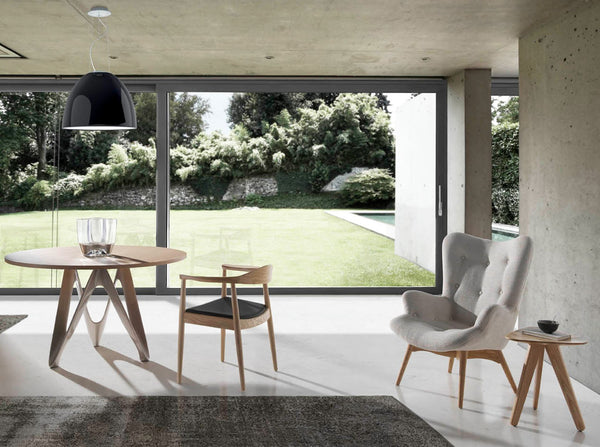 Beige fabric armchair