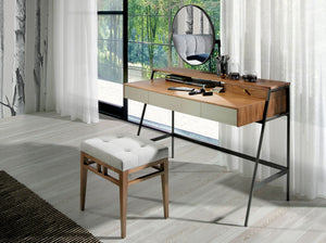 Gray fabric bench