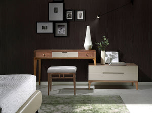 Gray fabric bench