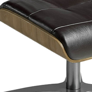 Chocolate brown leather ottoman