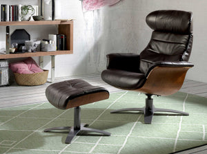 Chocolate brown leather ottoman