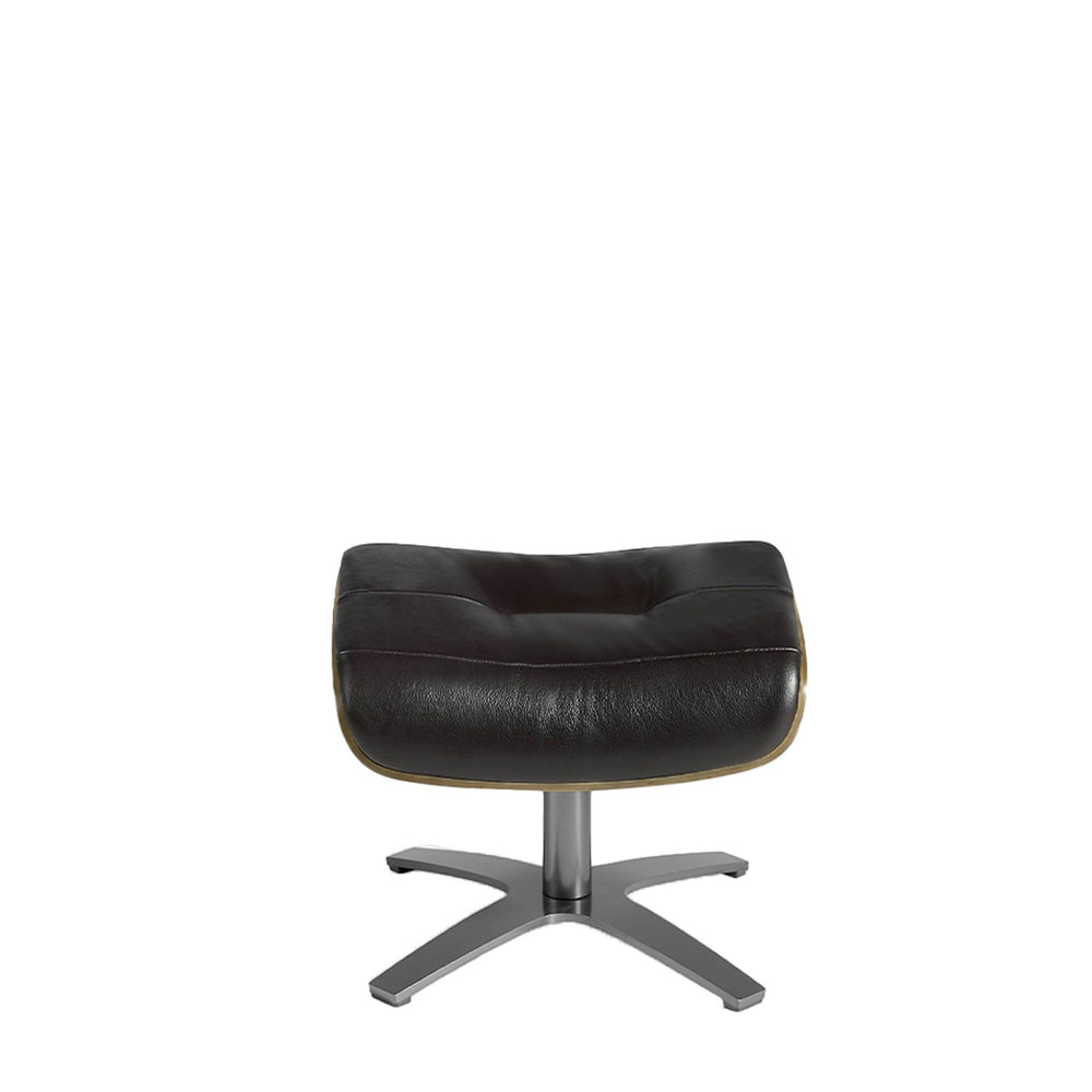 Chocolate brown leather ottoman L52