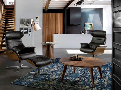 Chocolate brown leather ottoman