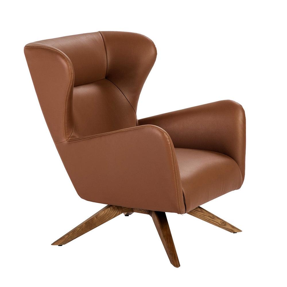 Swivel armchair in brown eco-leather