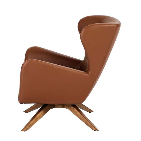 Swivel armchair in brown eco-leather