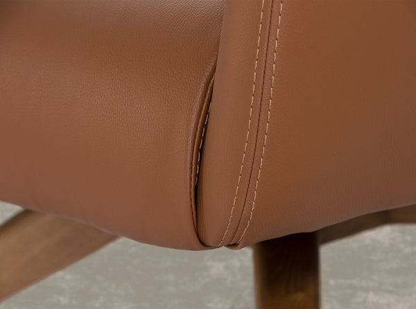 Swivel armchair in brown eco-leather