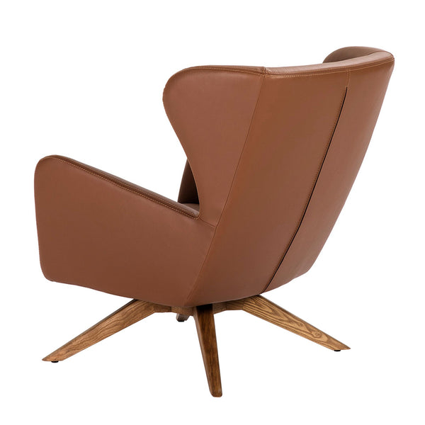 Swivel armchair in brown eco-leather