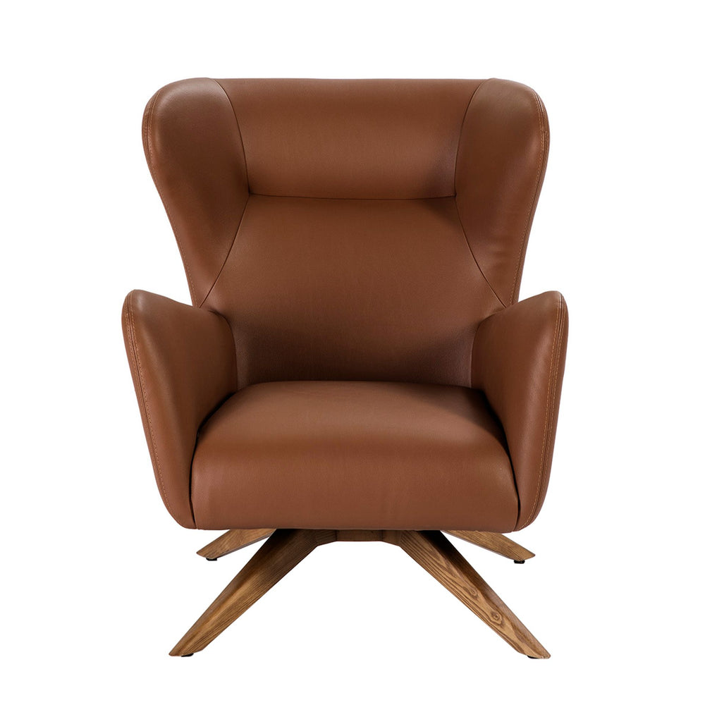 Swivel armchair in brown eco-leather