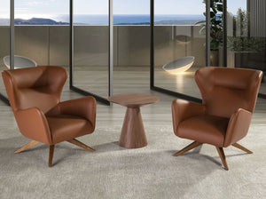 Swivel armchair in brown eco-leather