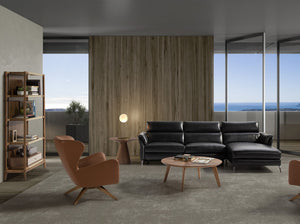 Swivel armchair in brown eco-leather
