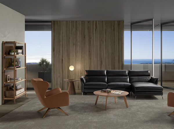 Swivel armchair in brown eco-leather