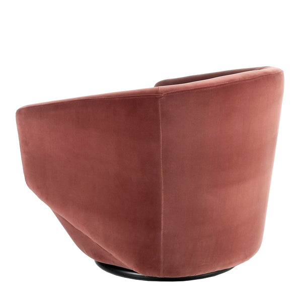 Swivel armchair in peach velvet
