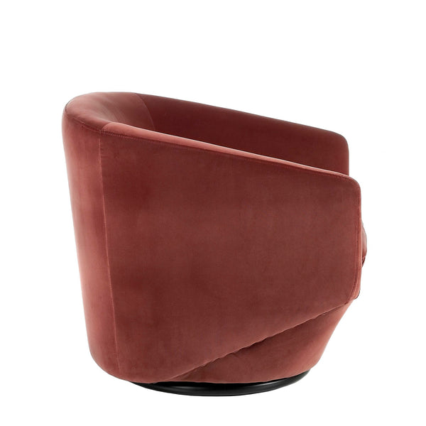 Swivel armchair in peach velvet