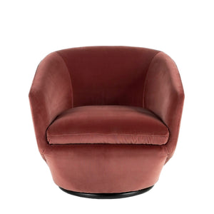 Swivel armchair in peach velvet