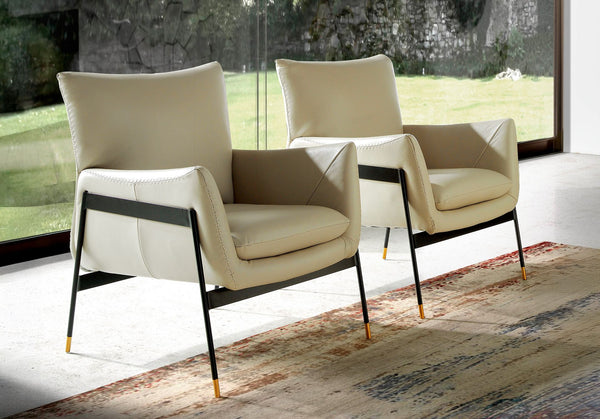 Pearl gray leather armchair