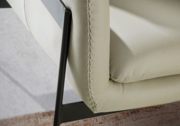 Pearl gray leather armchair