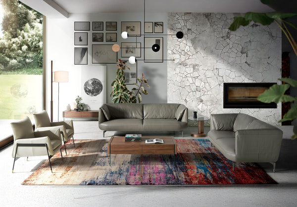 Pearl gray leather armchair