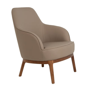 Swivel armchair in Taupe gray eco-leather