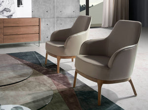 Swivel armchair in Taupe gray eco-leather