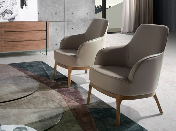 Swivel armchair in Taupe gray eco-leather