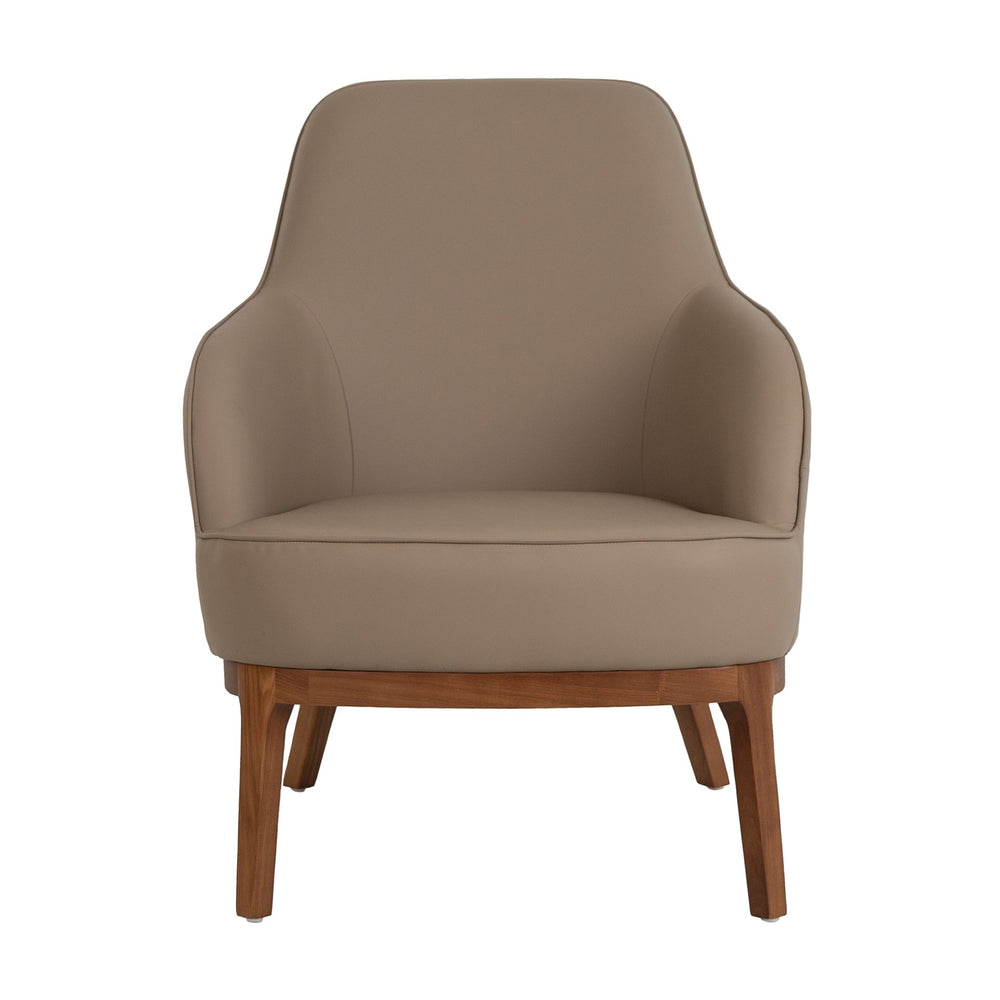 Swivel armchair in Taupe gray eco-leather