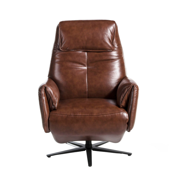 Swivel armchair in chocolate brown leather