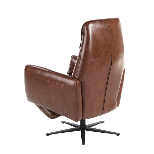 Swivel armchair in chocolate brown leather