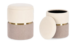 Set of 2 Storage Poufs – White & Pink Modern Seating with Hidden Storage