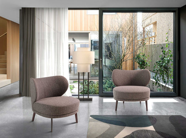 Brown fabric armchair