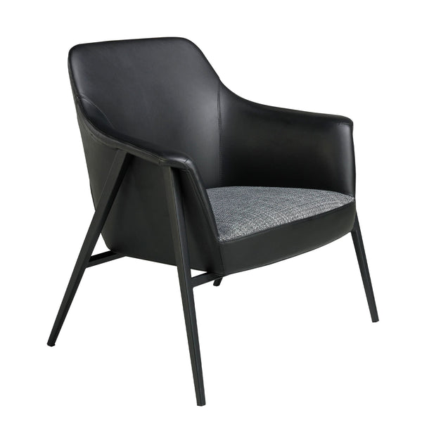 Swivel armchair in gray fabric and black eco-leather