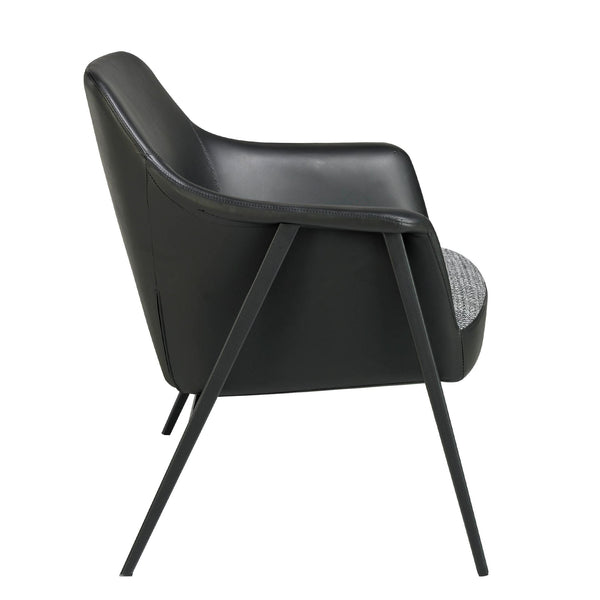 Swivel armchair in gray fabric and black eco-leather