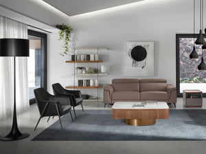 Swivel armchair in gray fabric and black eco-leather