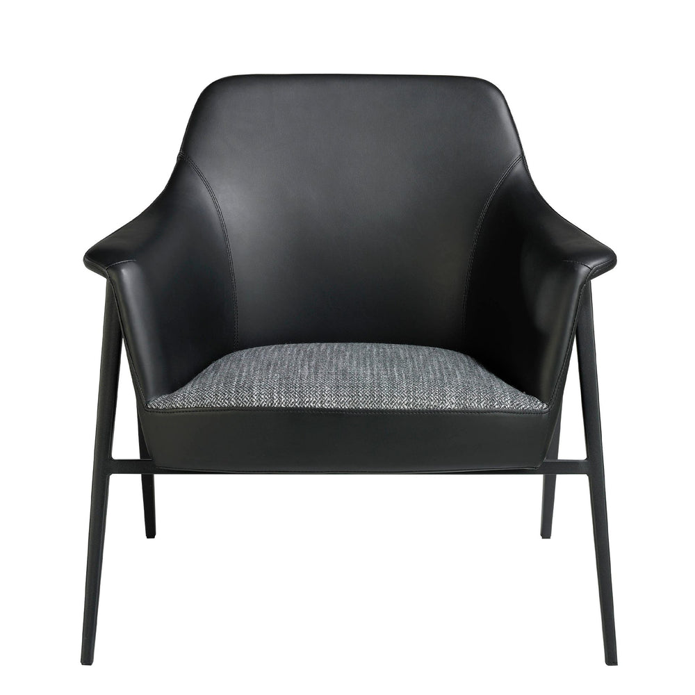Swivel armchair in gray fabric and black eco-leather