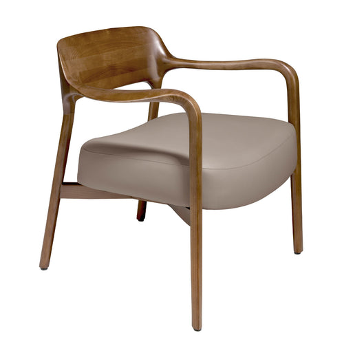 Walnut and mink eco-leather armchair