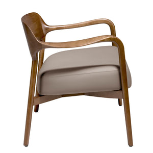 Walnut and mink eco-leather armchair